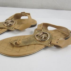 Michael Kors W Tan & Gold Tone Sandals